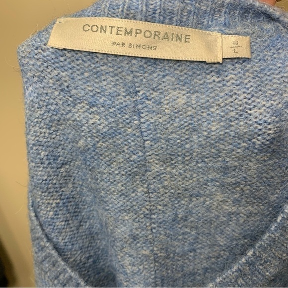 CONTEMPORAINE Simons Soft Minimalist Blue Alpaca Wool Blend Knit Sweater Large - Picture 8 of 12
